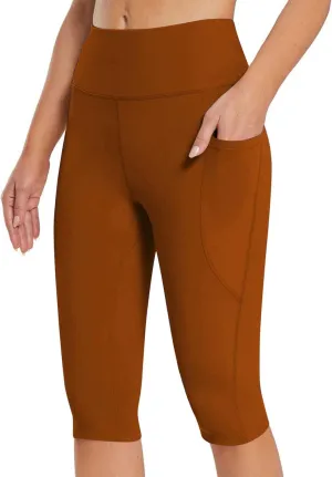 Capris Pants for Women High Waist | Tummy Control Straight Leg Yoga Pants with Pockets Workout Yoga Shorts