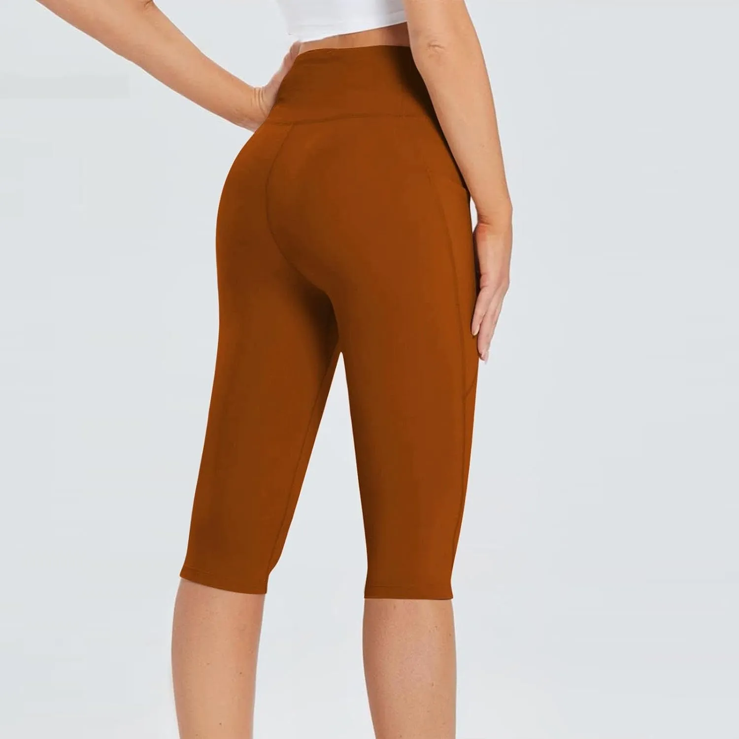 Capris Pants for Women High Waist | Tummy Control Straight Leg Yoga Pants with Pockets Workout Yoga Shorts