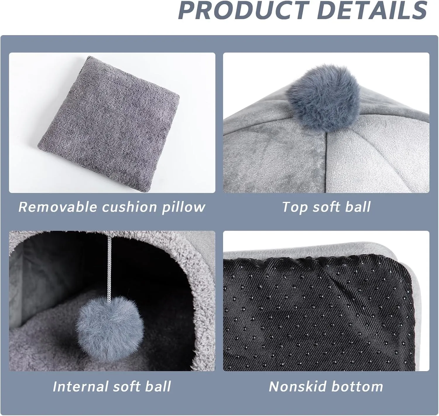 Cat Bed Cave for Indoor, Suitable for Cat Dome Bed, Hideaway Bed for Indoor Cats with Removable Mattress for Kittens.Cat Tent House for Dual Use (L:17"x17")