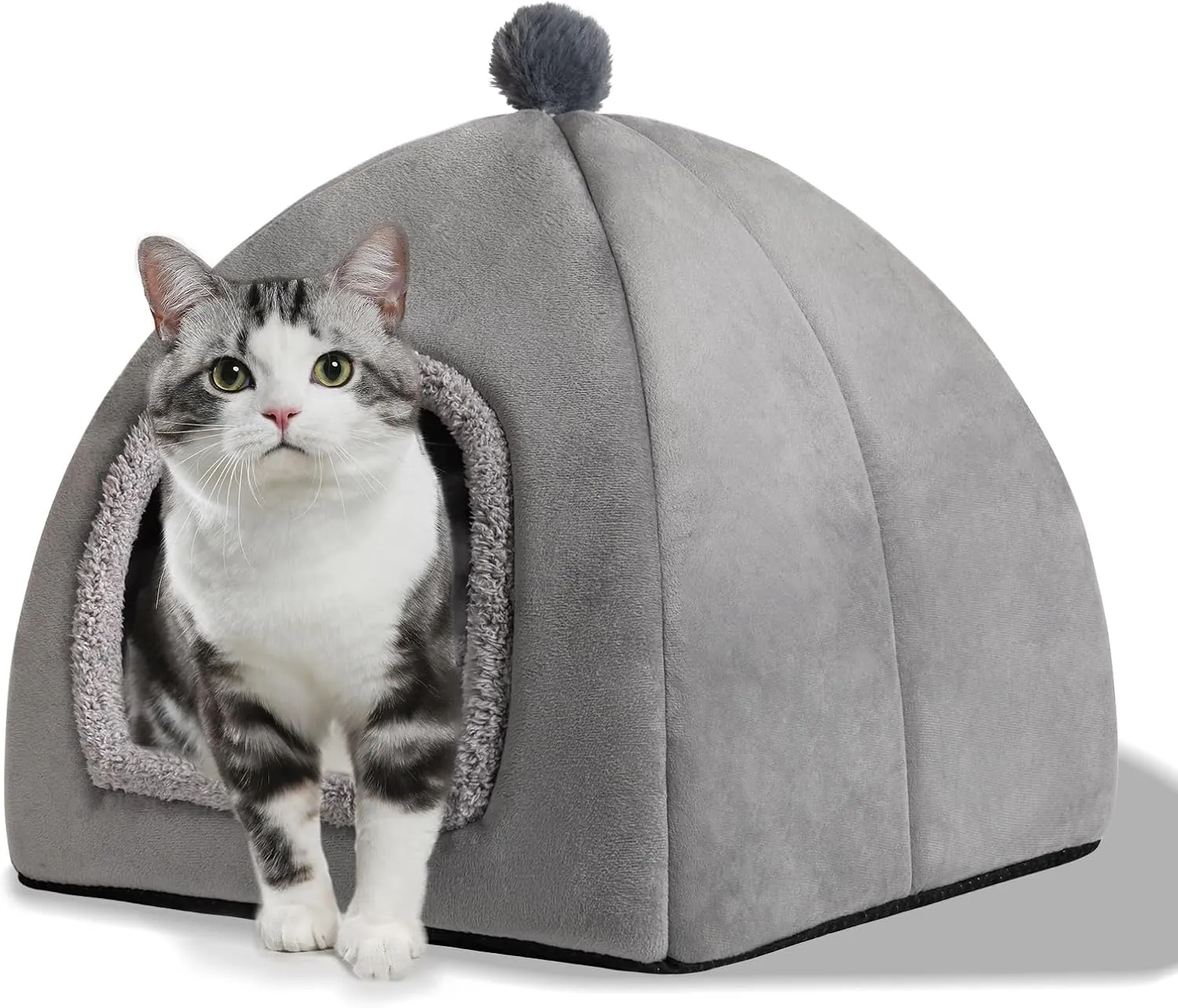 Cat Bed Cave for Indoor, Suitable for Cat Dome Bed, Hideaway Bed for Indoor Cats with Removable Mattress for Kittens.Cat Tent House for Dual Use (L:17"x17")