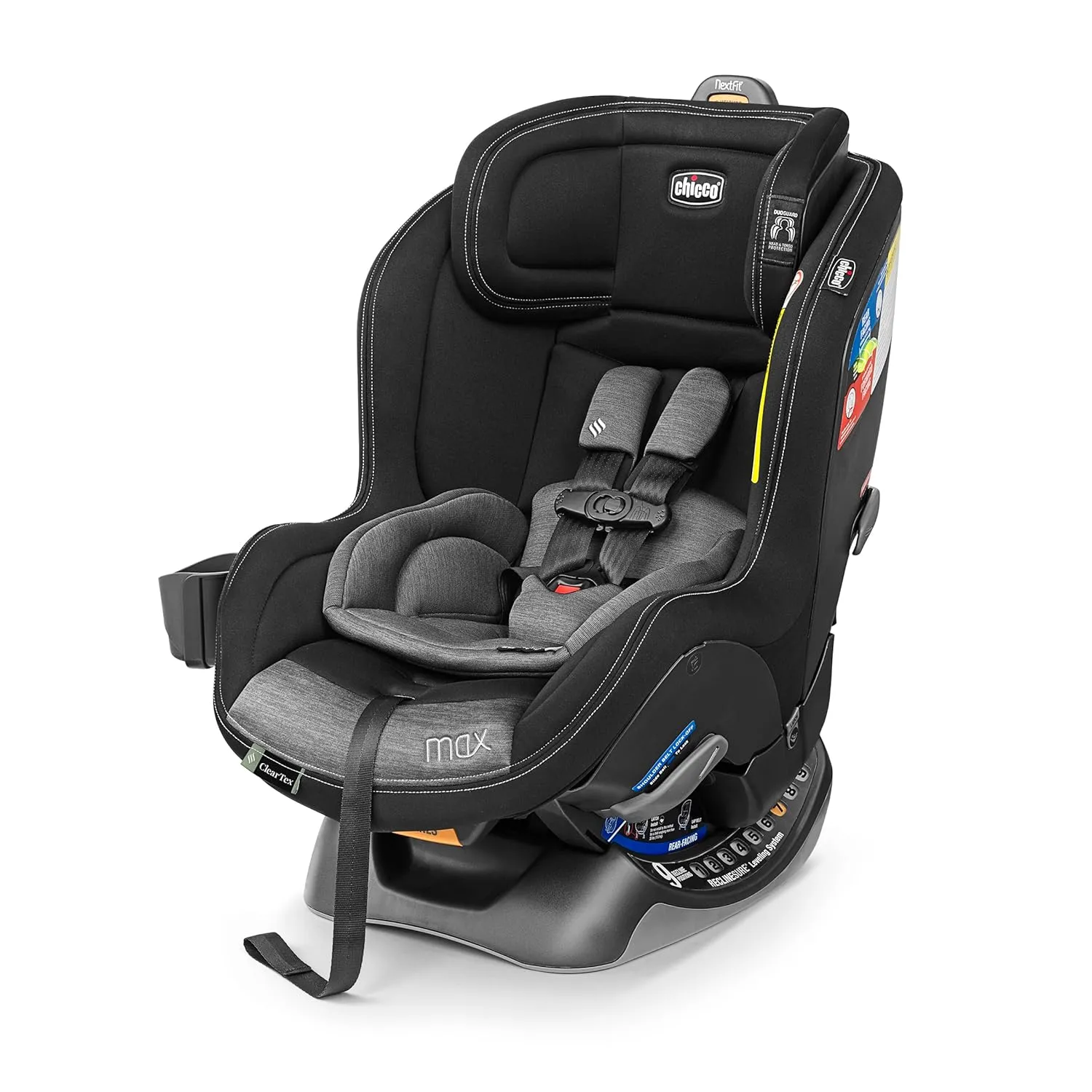 Chicco NextFit Max ClearTex Convertible Car Seat, Rear-Facing Seat for Infants 4-50 lbs., Forward-Facing Toddler Car Seat 22-65 lbs., Baby Travel Gear | Shadow/Black