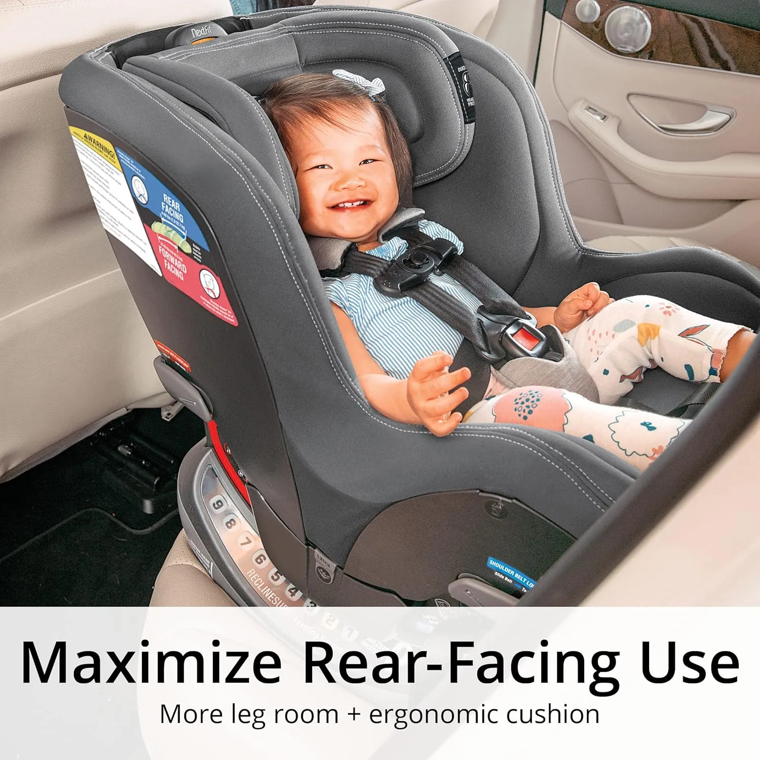 Chicco NextFit Max ClearTex Convertible Car Seat, Rear-Facing Seat for Infants 4-50 lbs., Forward-Facing Toddler Car Seat 22-65 lbs., Baby Travel Gear | Shadow/Black