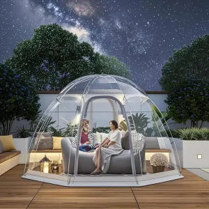 Clear Garden Dome Tent for Camping, Pop Up Transparent Bubble Tent for Patio Dining, Outdoor Lounge, and Tiny Home Use
