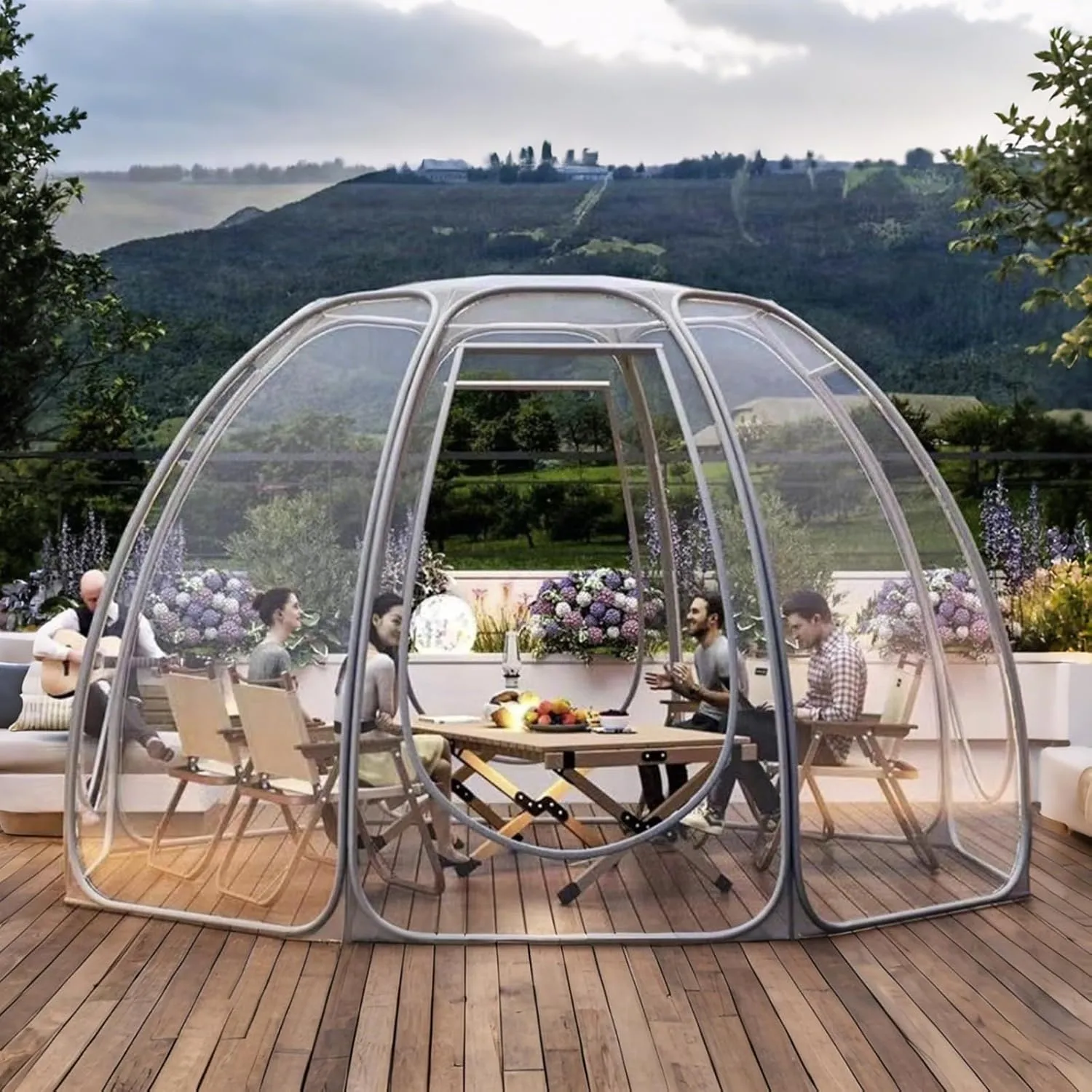 Clear Garden Dome Tent for Camping, Pop Up Transparent Bubble Tent for Patio Dining, Outdoor Lounge, and Tiny Home Use