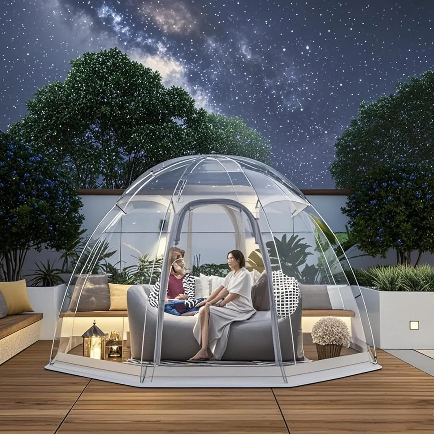 Clear Garden Dome Tent for Camping, Pop Up Transparent Bubble Tent for Patio Dining, Outdoor Lounge, and Tiny Home Use