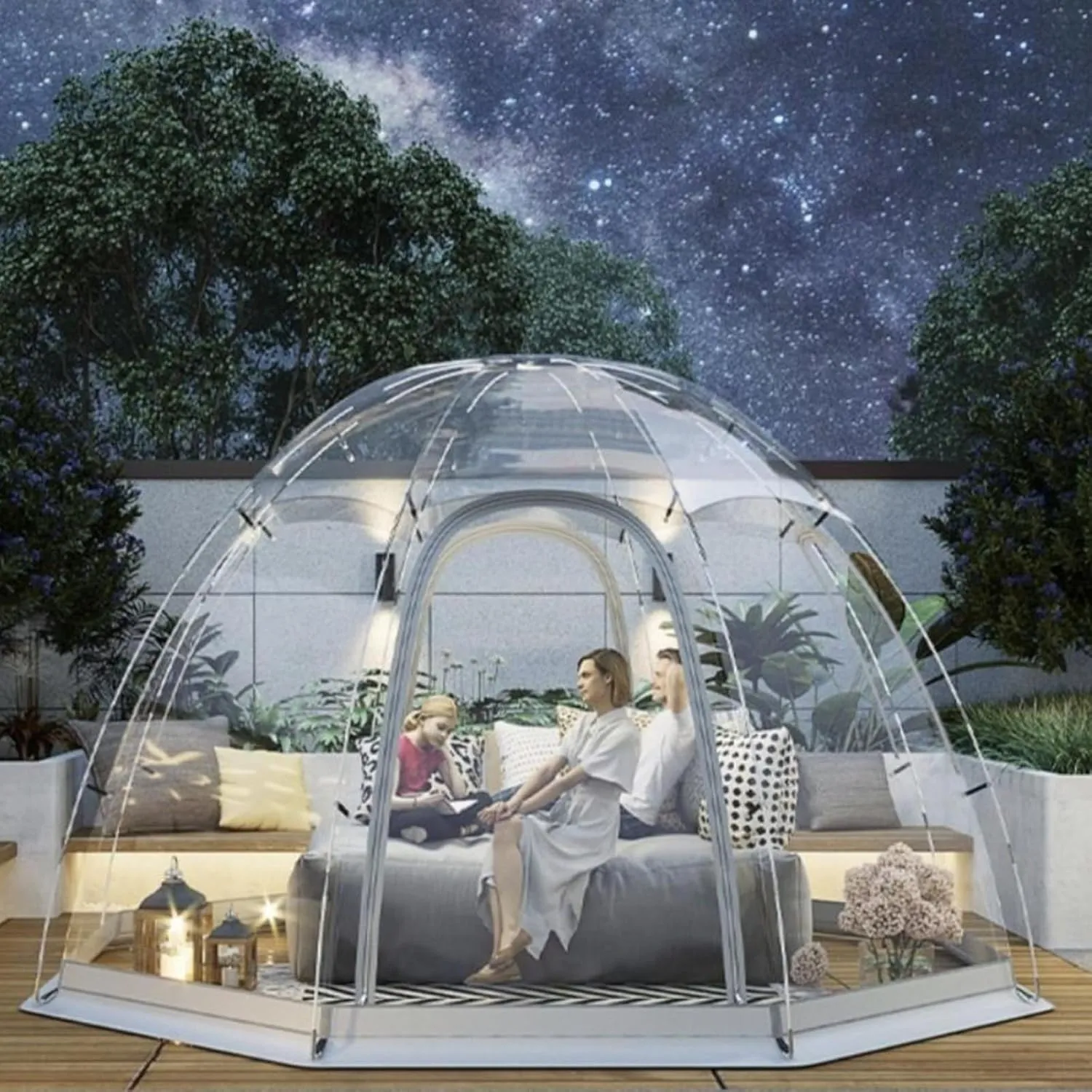 Clear Garden Dome Tent for Camping, Pop Up Transparent Bubble Tent for Patio Dining, Outdoor Lounge, and Tiny Home Use