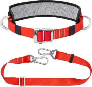 climbing Safety Belt with Padded Waist Pad and Adjustable Lanyard, Climbing Lanyard Fall Arrest Kit, Ladder Belt, Tree Climbing Belt, Safety Lanyard Fall Protection