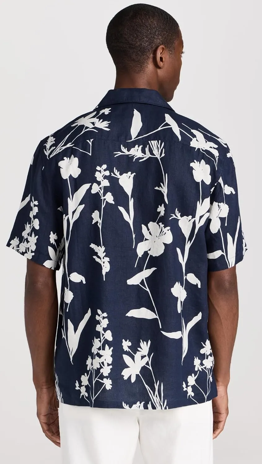 Club Monaco Men's Camp Collar Linen Floral Shirt