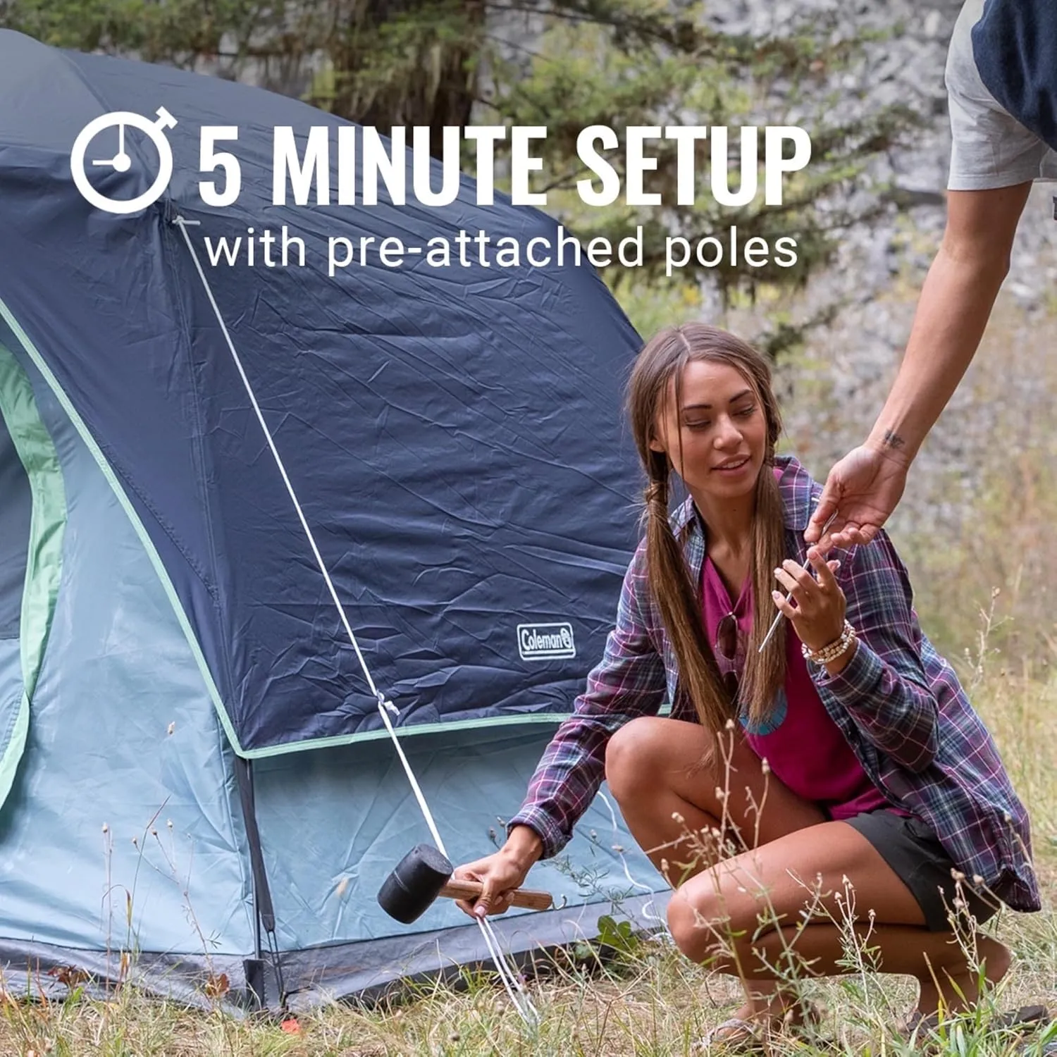 Coleman Skydome Series Camping Tent Weatherproof Tent Includes Pre-Attached Poles Rainfly Carry Bag and Unique Pattern Sets up in 5 Minutes