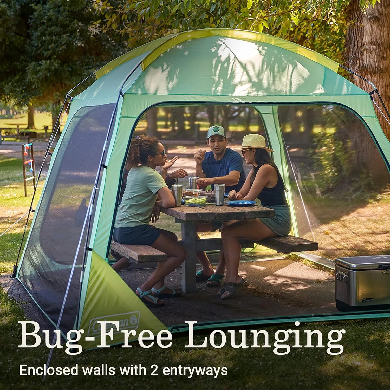 Coleman Skyshade Screen Dome Canopy Tent, 8x8/10x10ft Portable Screen Shelter with Easy Setup for Bug-Free Lounging, Great for Beach, Yard, Picnic, Park, Camping, & More