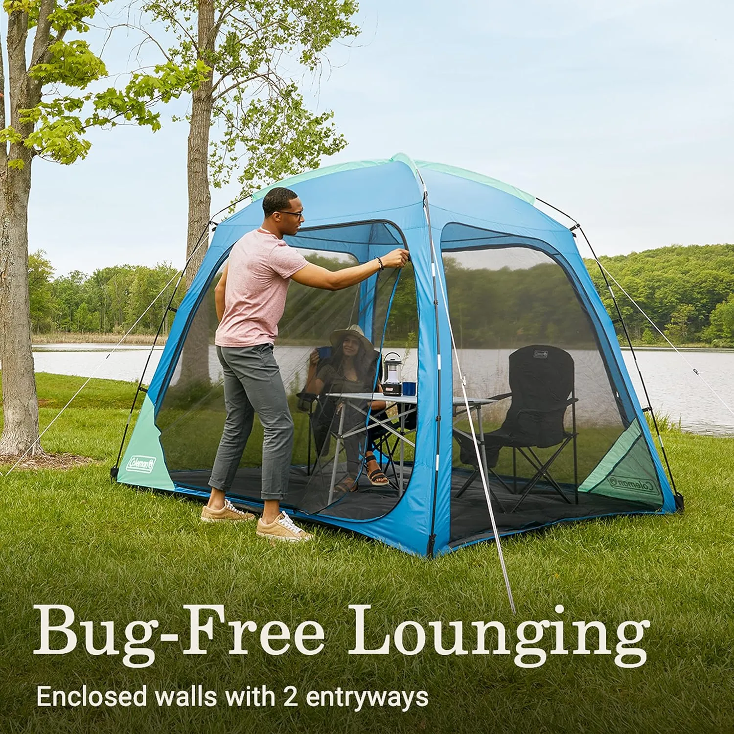 Coleman Skyshade Screen Dome Canopy Tent, 8x8/10x10ft Portable Screen Shelter with Easy Setup for Bug-Free Lounging, Great for Beach, Yard, Picnic, Park, Camping, & More