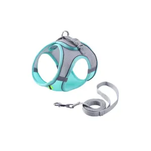Collars Strap Cat Leash Pet Dog Harness Adjustable Reflective Mint Green (M)