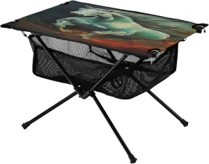 Color Horse Painting Portable Folding Camping Table, Compact Lightweight Beach Table with Carrying Bag for Outdoor Picnics, BBQs, Camp