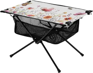 Colorful Botanical Portable Folding Camping Table, Compact Lightweight Beach Table with Carrying Bag for Outdoor Picnics, BBQs, Camp