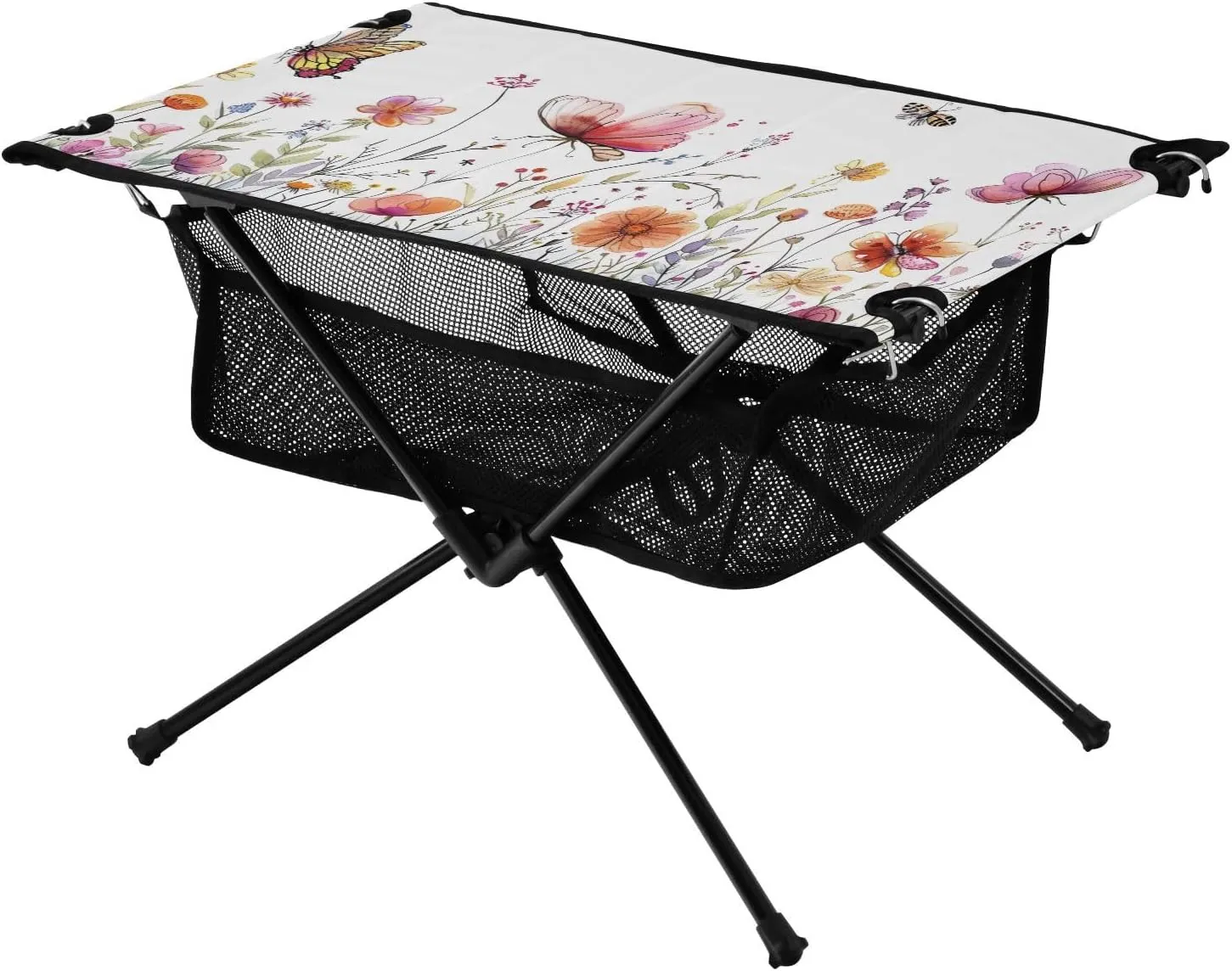 Colorful Botanical Portable Folding Camping Table, Compact Lightweight Beach Table with Carrying Bag for Outdoor Picnics, BBQs, Camp