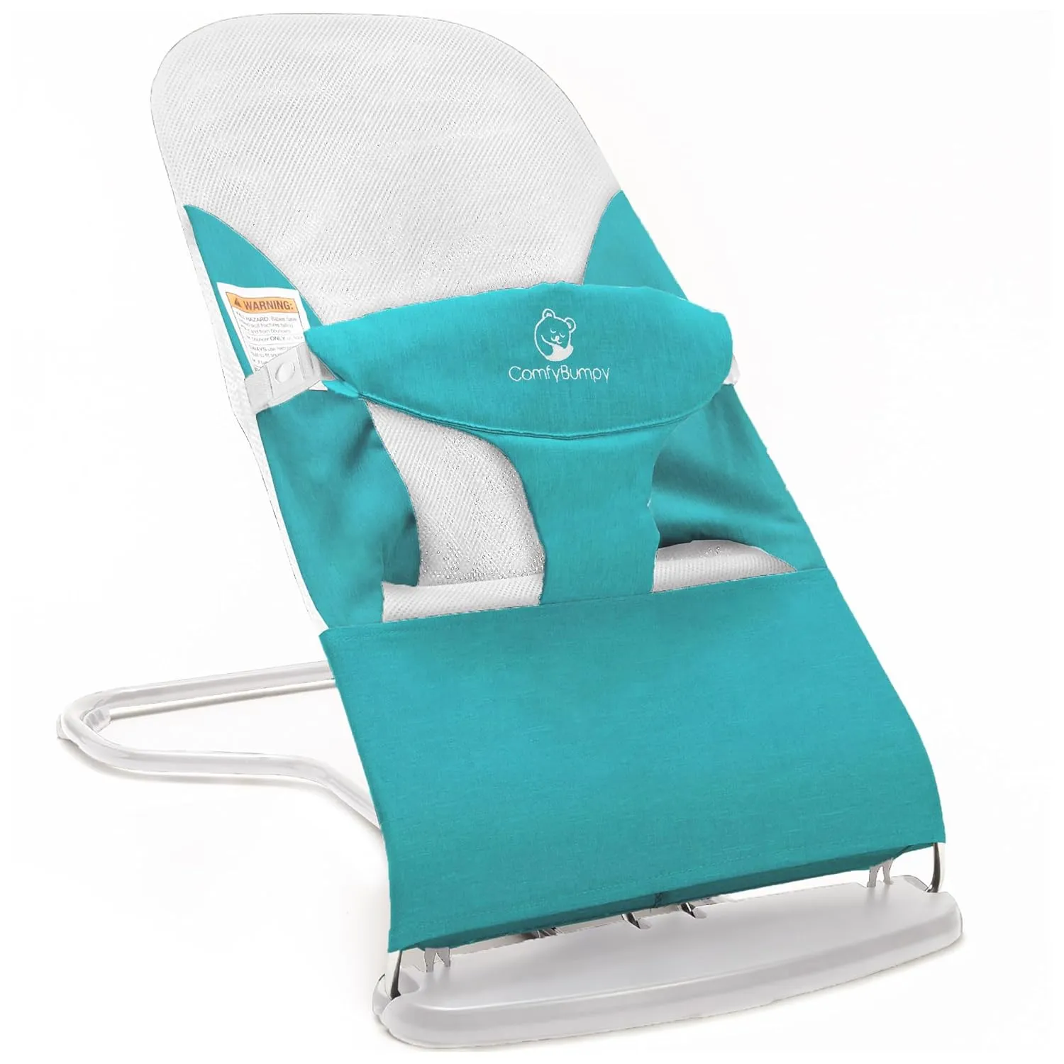 ComfyBumpy Ergonomic Baby Bouncer Seat - Bonus Travel Carry Case - Safe, Portable Bouncing Chair with Adjustable Height Positions - Infant Sleeper Bouncy Seat Perfect for Newborn Babies (Turquoise)