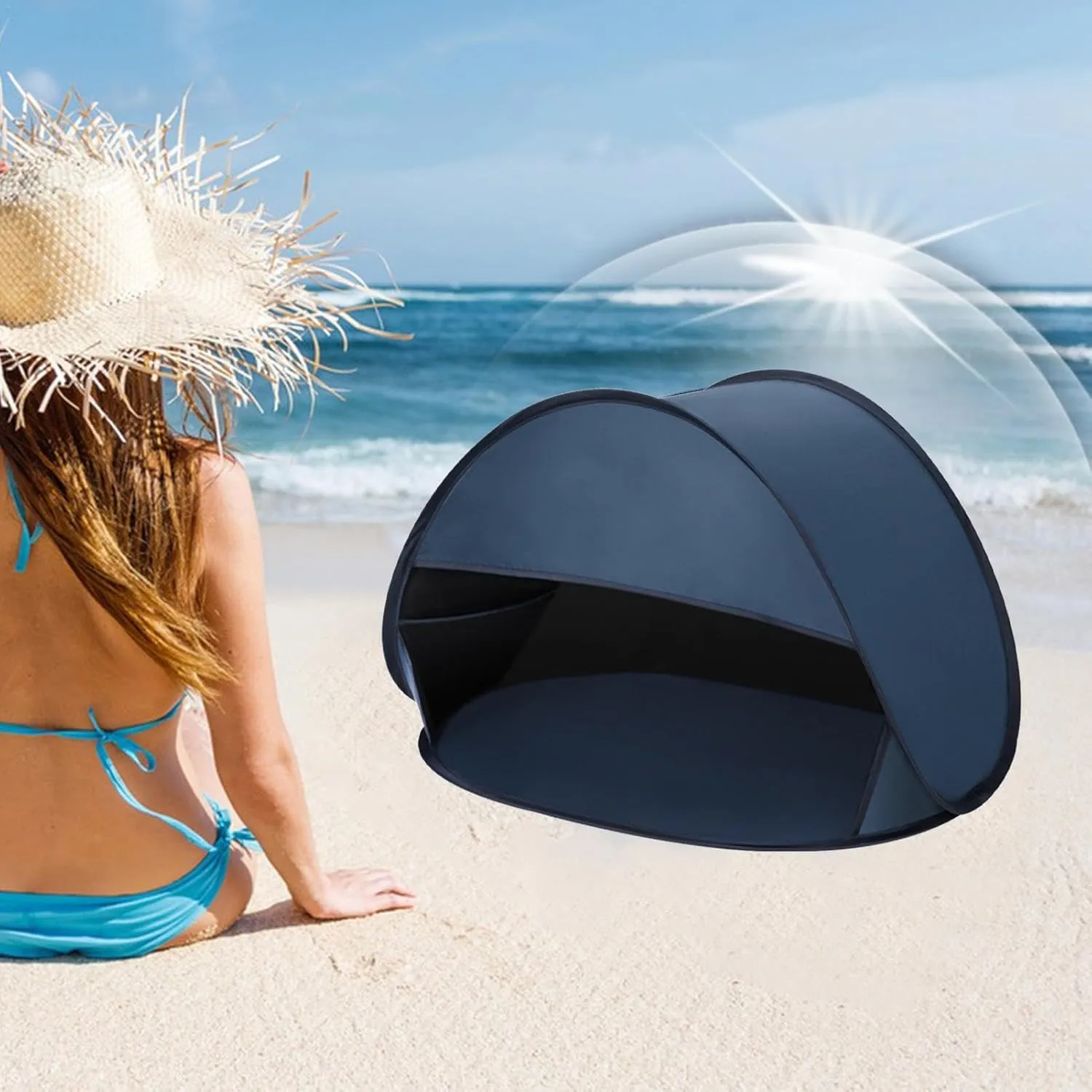 Compact sun shelter, Quick assembly sun shelter | Instant Sun Shade Canopy - Instant Beach Sun Tent, Canopy Face Head Shade Protection Tent, Portable Breathable Small Tent For Outdoor Picnic Beach Cam