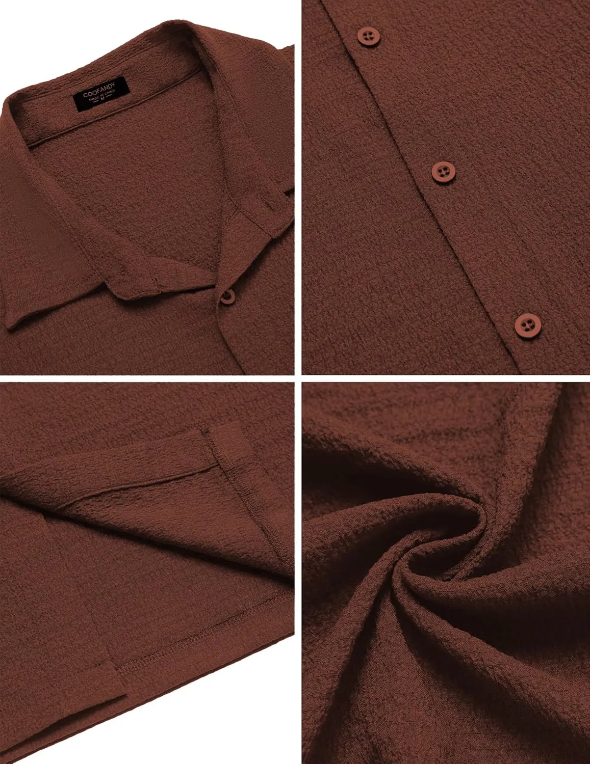 COOFANDY Men's Casual Long Sleeve Button Down Shirt Textured Wrinkle-Free Untucked Shirts