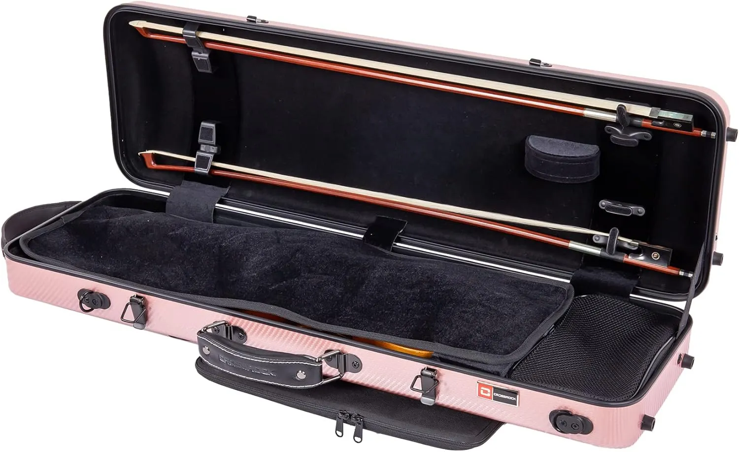 Crossrock Carbon Composite Oblong 4/4 Violin Case | Flight-Ready Protection, Suspension Padding, Hygrometer, Backpack Straps- Rose Gold(CRF4020OVRG)