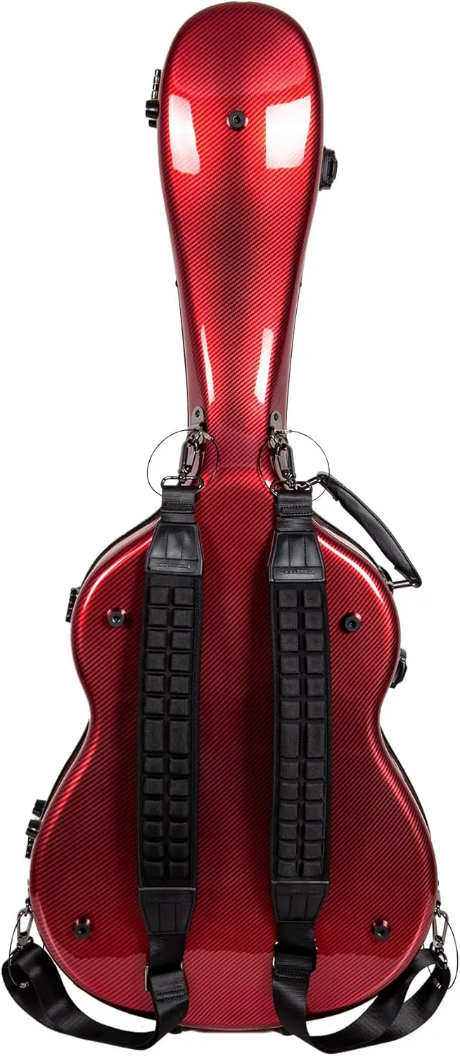 Crossrock Ultra Fiberglass™ 4/4 Classical Guitar Case - 7lb Ultra-Light 3K Carbon Look (Scarlet Sonata Red) | Lab-Certified Impact Protection & TSA Lock | Ergo Backpack System