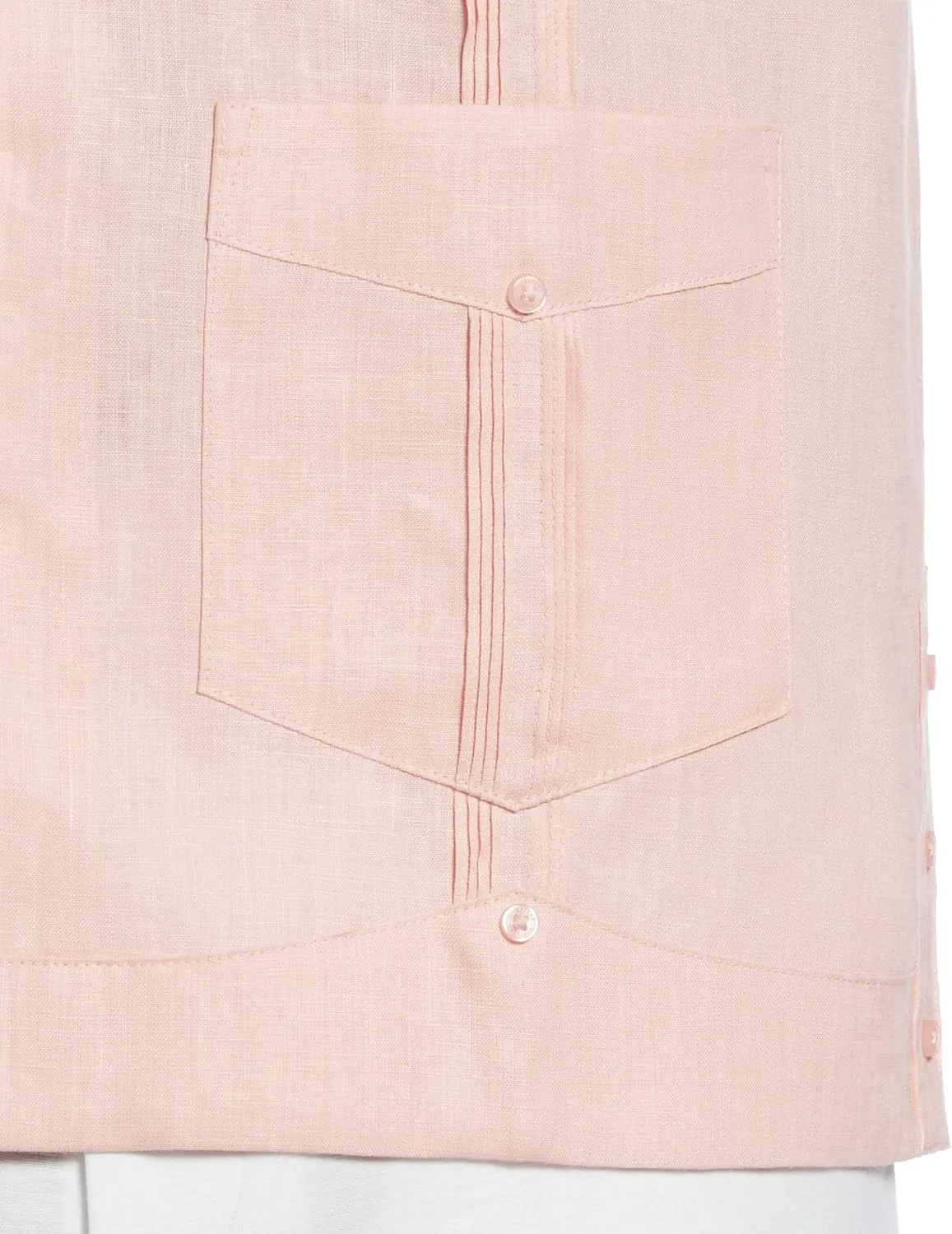 Cubavera Men's 100% Linen Short Sleeve Button-Down Guayabera Shirt, Four Pockets, Camp Collar, Pintuck Detail, Lightweight