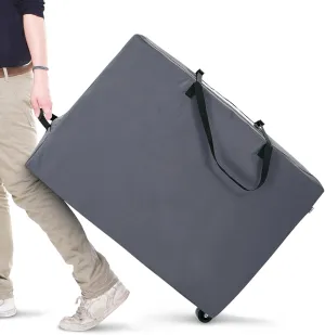 Cuddly Nest Folding Mattress Storage Bag with Wheels & Handles - 900D Heavy Duty Storage Container Fits for 4" King Tri-Fold Mattress,Grey