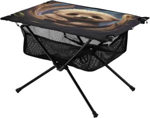 Cute Cartoon Sloth Portable Folding Camping Table, Compact Lightweight Beach Table with Carrying Bag for Outdoor Picnics, BBQs, Camp