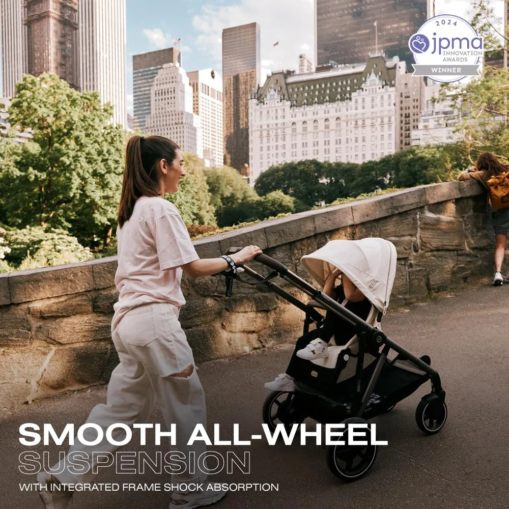 Cybex e-Gazelle S Electronic Assist Stroller – Gazelle S Single-to-Double Electric Stroller, Smart Assist, Rocking Mode, 20  Configurations & Compact Fold, Stone Grey, Silver Frame