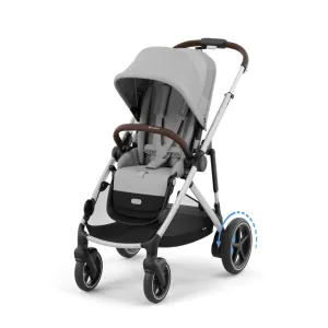 Cybex e-Gazelle S Electronic Assist Stroller – Gazelle S Single-to-Double Electric Stroller, Smart Assist, Rocking Mode, 20  Configurations & Compact Fold, Stone Grey, Silver Frame