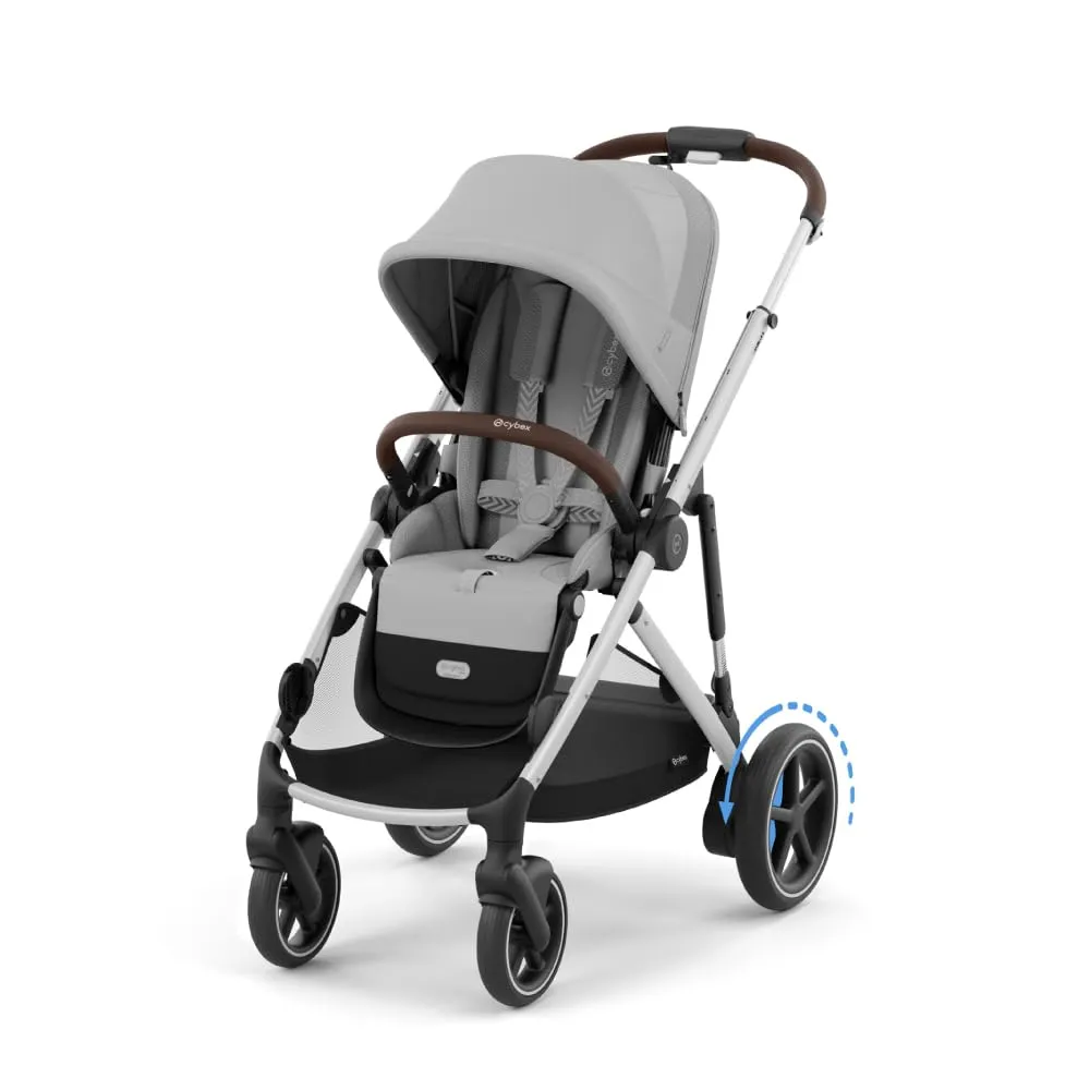 Cybex e-Gazelle S Electronic Assist Stroller – Gazelle S Single-to-Double Electric Stroller, Smart Assist, Rocking Mode, 20  Configurations & Compact Fold, Stone Grey, Silver Frame