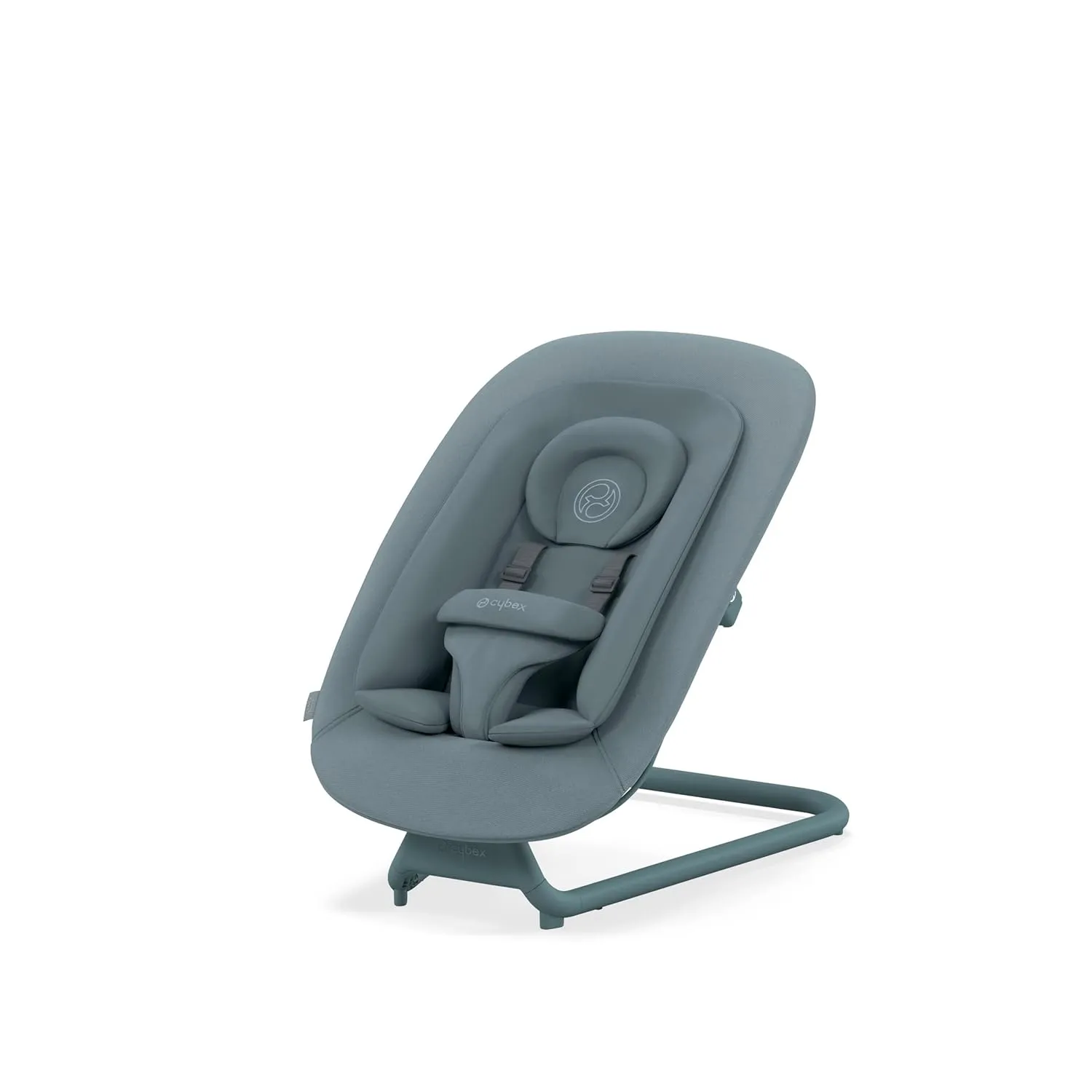 Cybex Lemo Self-Bouncing Baby Bouncer for Playing and Relaxing with Adjustable Harness and Breathable Mesh Backrest, Comfort Inlay with Head Hugger, and Stand, Stone Blue