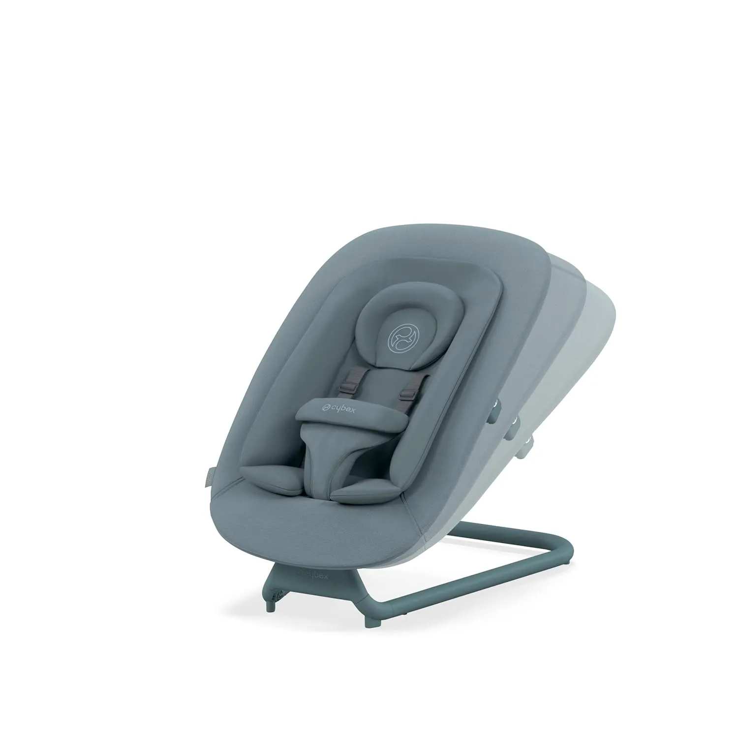 Cybex Lemo Self-Bouncing Baby Bouncer for Playing and Relaxing with Adjustable Harness and Breathable Mesh Backrest, Comfort Inlay with Head Hugger, and Stand, Stone Blue