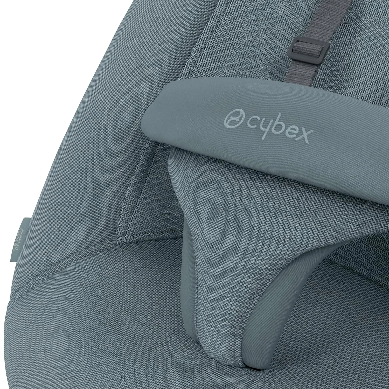 Cybex Lemo Self-Bouncing Baby Bouncer for Playing and Relaxing with Adjustable Harness and Breathable Mesh Backrest, Comfort Inlay with Head Hugger, and Stand, Stone Blue
