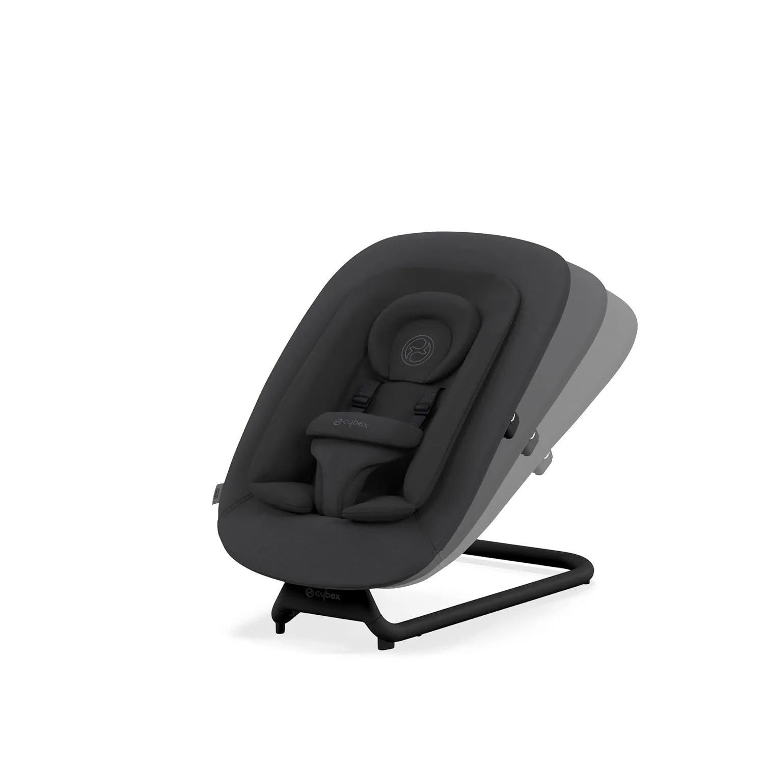 Cybex Lemo Self-Bouncing Baby Bouncer for Playing and Relaxing with Adjustable Harness and Breathable Mesh Backrest, Comfort Inlay with Head Hugger, and Stand, Stunning Black