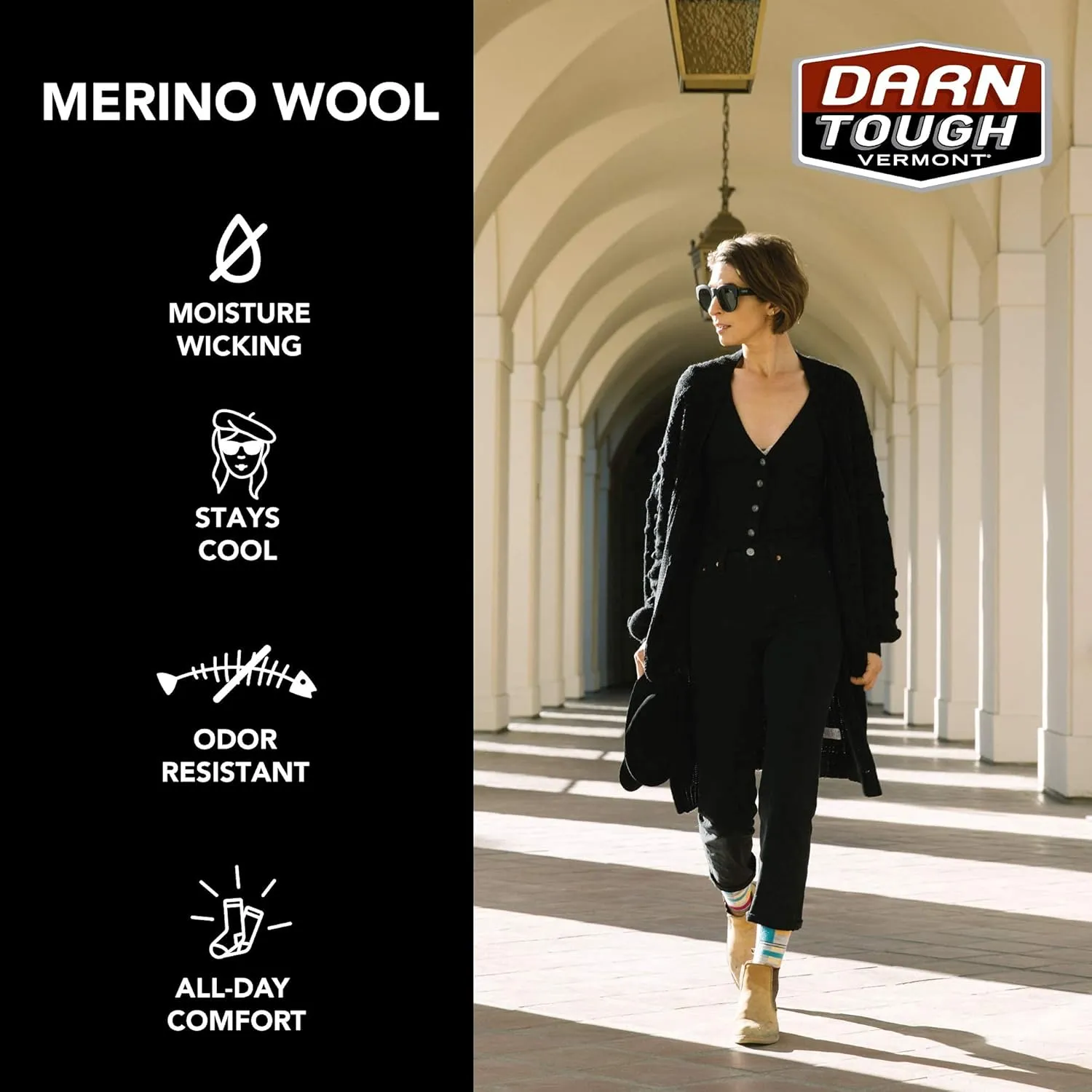 Darn Tough (Style 6054) Everyday Socks for Women, Farmer's Market Crew Lightweight Merino Wool Socks