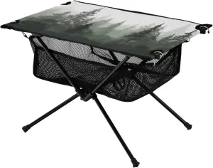 Deep Forest Portable Folding Table Square Table with Storage Mesh Cover Mini Picnic Side Table Camping Table for Indoor/Outdoor Beach BBQ Party