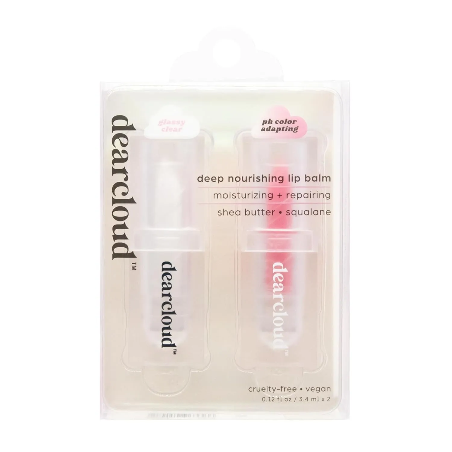 Deep Nourishing Lip Balm Set (.13 fl oz) – Lip Balm and Gloss for Women with Shea Butter & Squalane – Korean Skin Care Moisturizer for Lips (Set of 2)