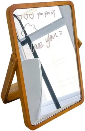 Desktop Vanity Mirror Desktop Makeup Mirror HD Beauty Mirror Single Side Folding Makeup Mirror Free Erase Pen HD Makeup Mirror Suitable for Travel, Makeup, Office