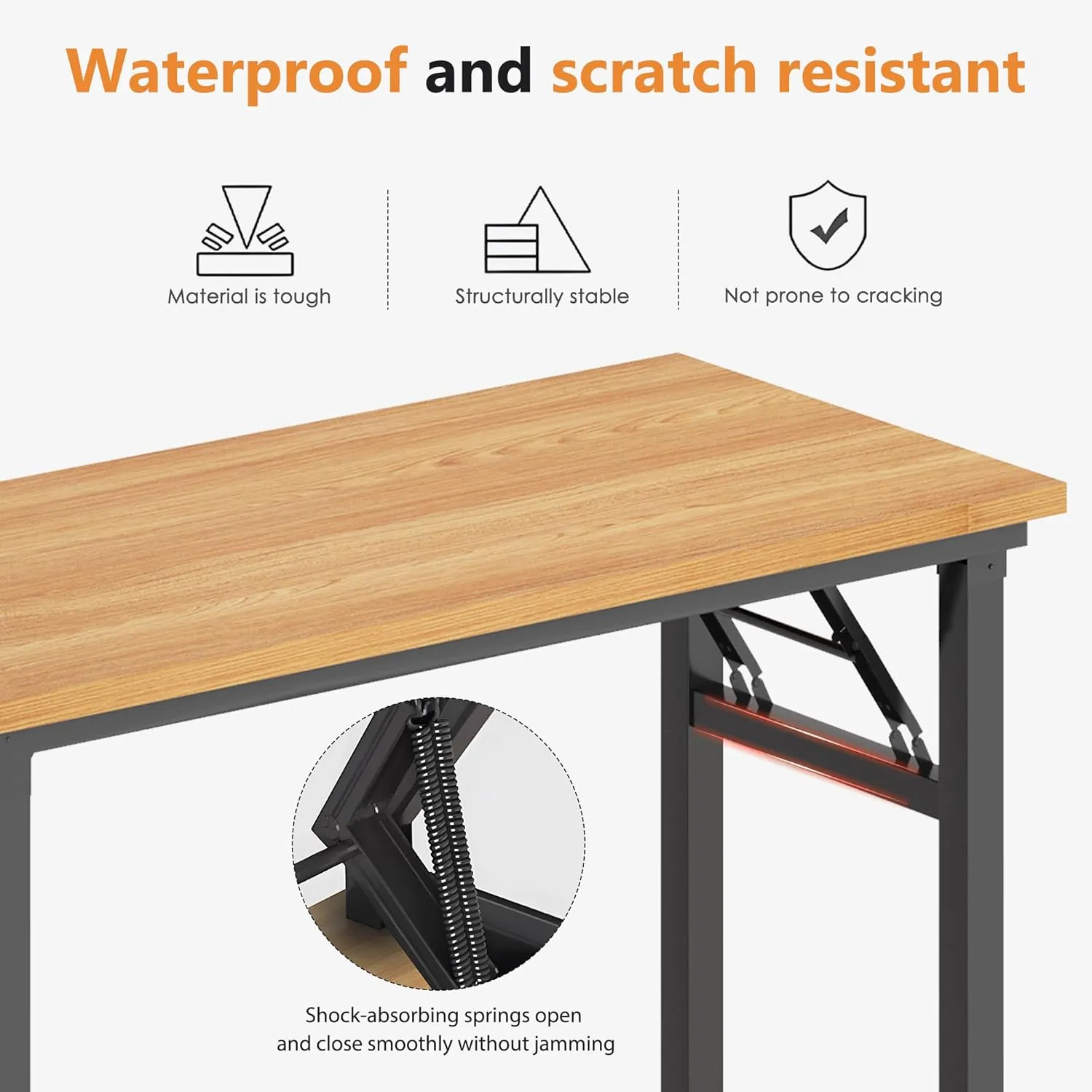 DlandHome 31.5 inches Small Computer Desk for Home Office Folding Table Writing Table for Small Spaces Study Table Laptop Desk No Assembly Required Teak and Black DND-AC5BB-8040