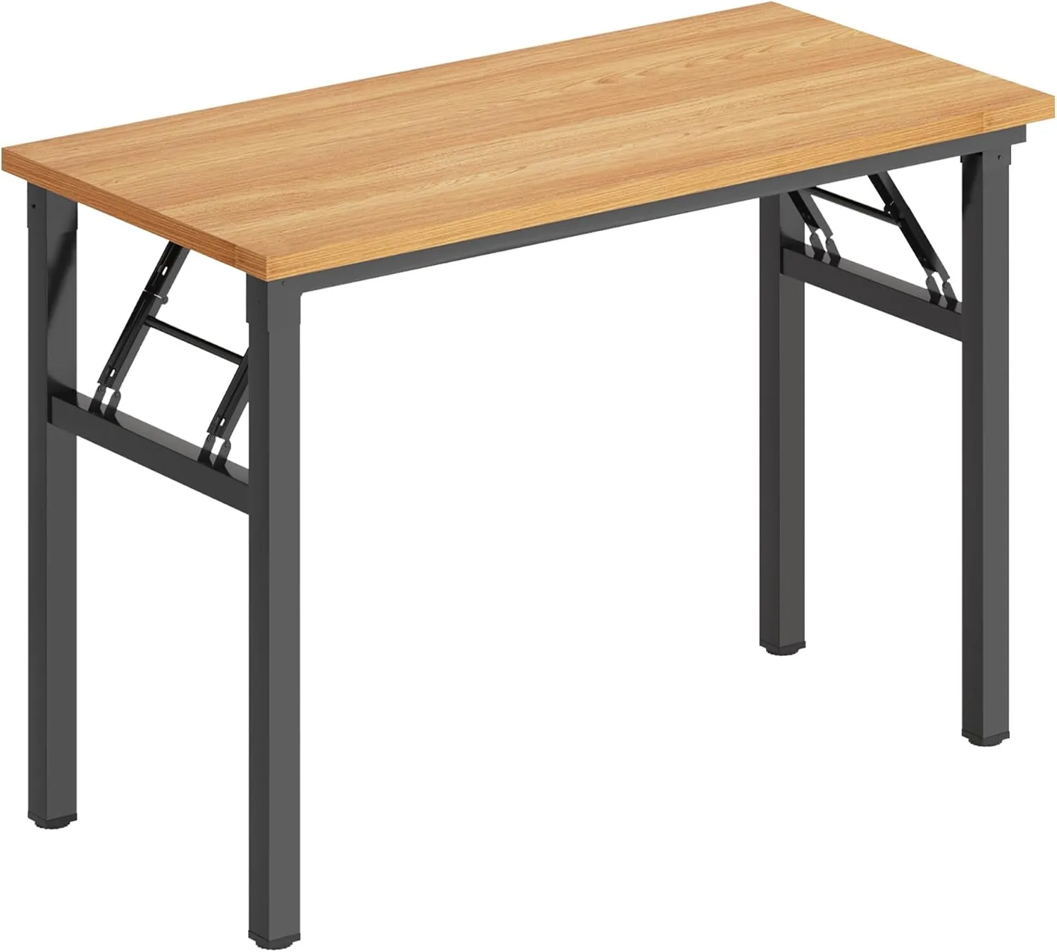 DlandHome 31.5 inches Small Computer Desk for Home Office Folding Table Writing Table for Small Spaces Study Table Laptop Desk No Assembly Required Teak and Black DND-AC5BB-8040