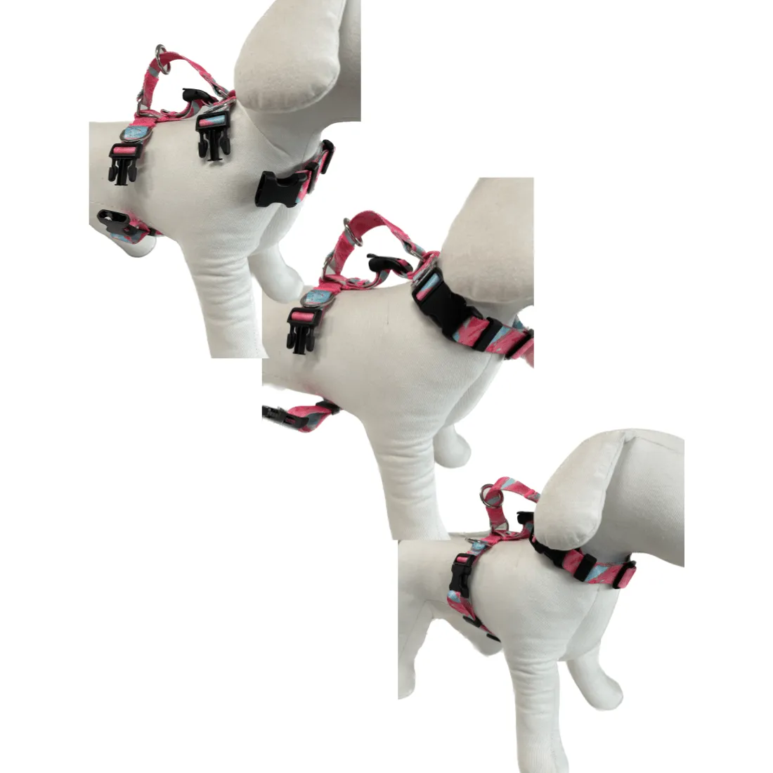 Dog Double-Lined Straps Harness Adjustable S MARBLE PINK