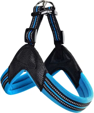 Dog Harness No Pull Ultra Soft Breathable Padded Pet Harness 2 Adjustable Botton, 3M Reflective Pet Harness for Dogs Easy Control for Small Medium Large Dogs (L, Blue)