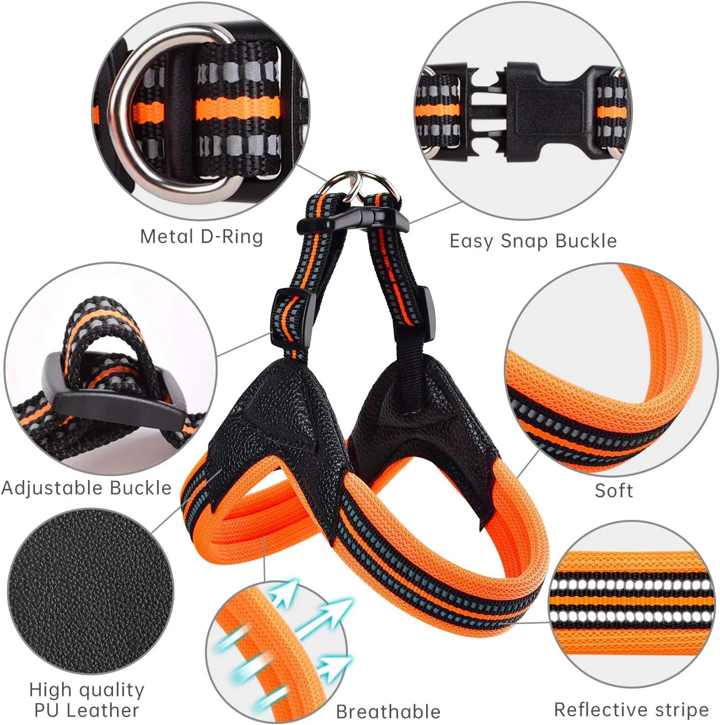 Dog Harness No Pull Ultra Soft Breathable Padded Pet Harness 2 Adjustable Botton, 3M Reflective Pet Harness for Dogs Easy Control for Small Medium Large Dogs (L, Blue)