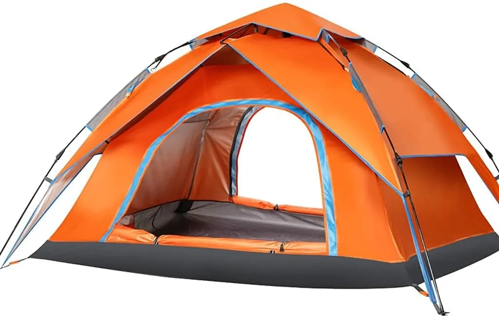 Dome Tents for 2-3 Person Family, Instant Pop Up Camping Tents with Waterproof Sun Shelters, Easy to Install, for Camping Hiking Outdoor Activities Blue (Orange) (Orange)