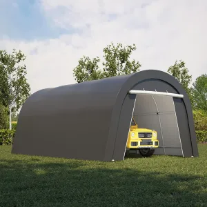 Domed Carport, Portable Garage with 2 Roll up Doors, Heavy Duty Car Canopy Party Tent