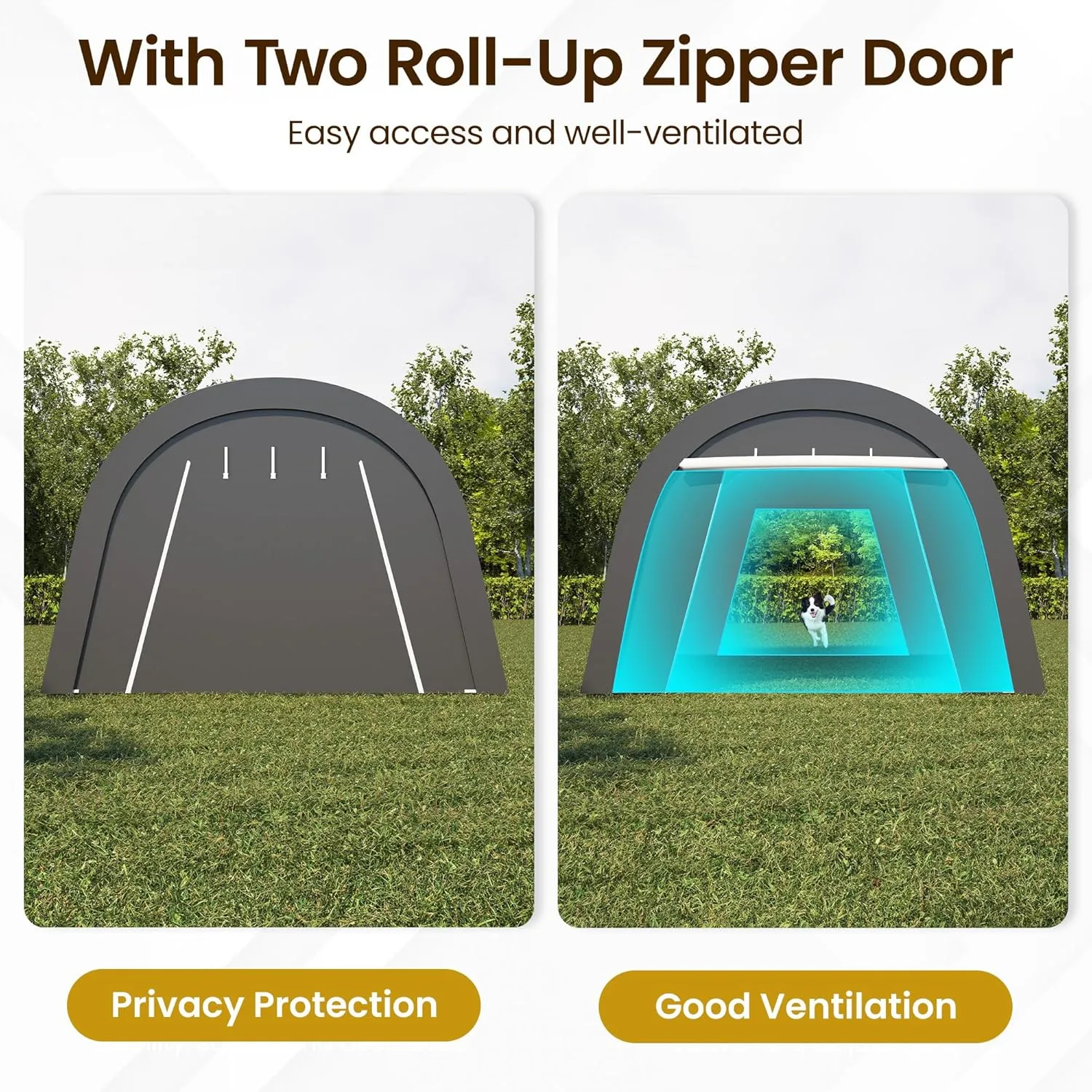 Domed Carport, Portable Garage with 2 Roll up Doors, Heavy Duty Car Canopy Party Tent