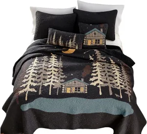 Donna Sharp Full/Queen Bedding Set - 3 Piece - Moonlit Cabin Cotton Lodge Quilt Set with Full/Queen Quilt and Two Standard Pillow Shams - Fits Queen Size and Full Size Beds - Machine Washable
