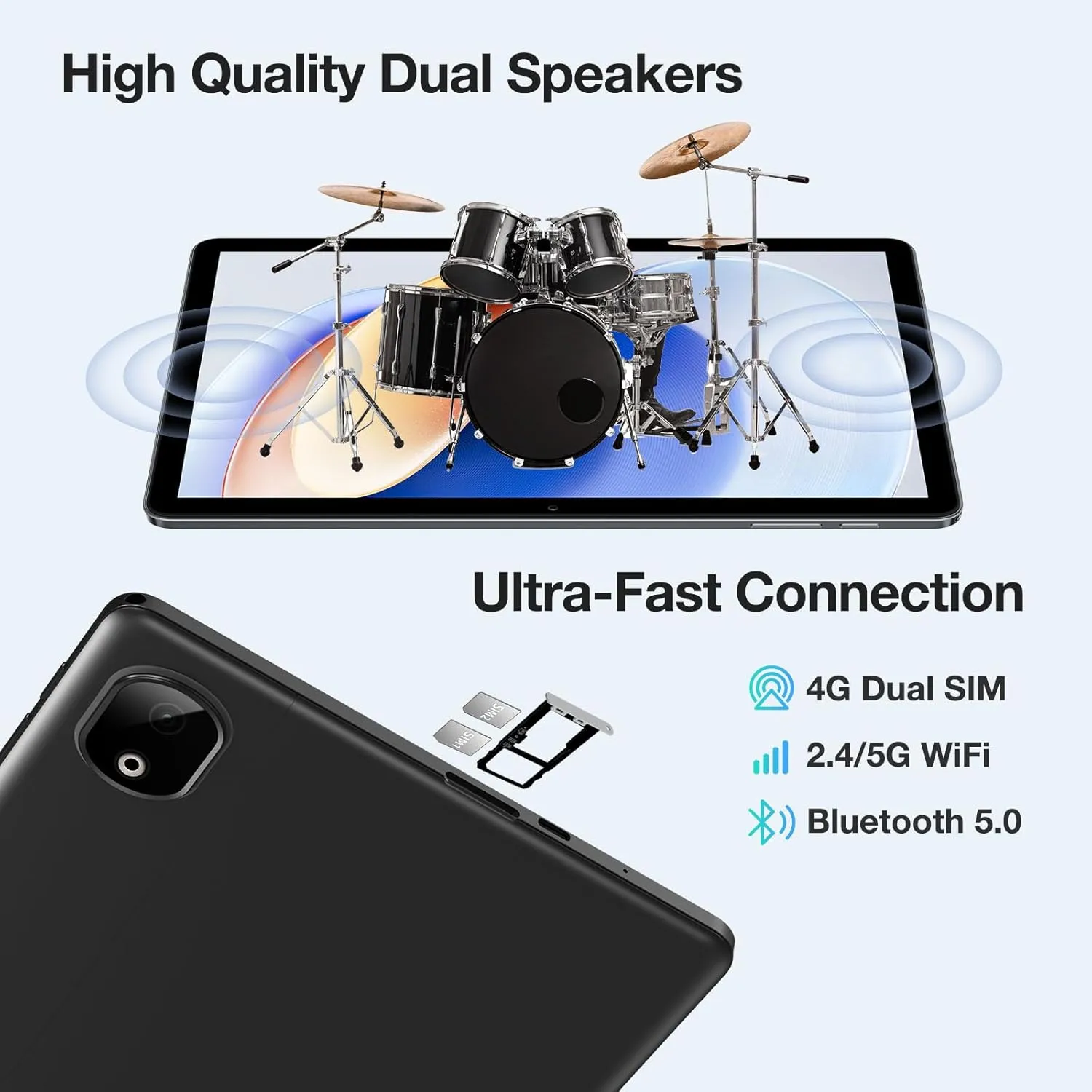 DOOGEE T30E 11 inch Tablet,4G LTE Cellular Tablet with Android 14, 9 GB 128 GB/TF 1TB, Gaming Tablets with 8000mAh Battery, Widevine L1/5G WiFi/OTG/GPS/Face ID (Black)