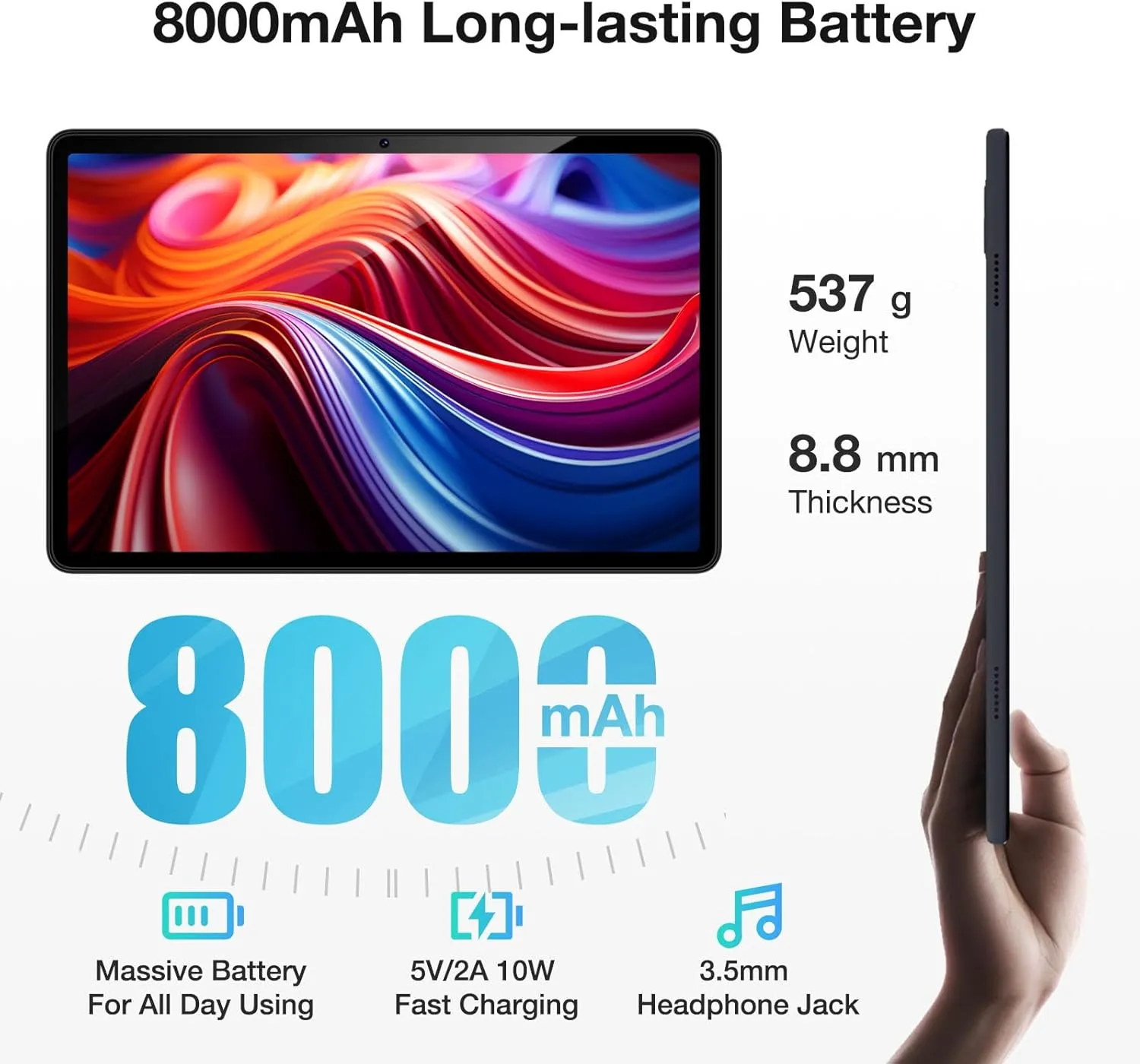 DOOGEE T30E 11 inch Tablet,4G LTE Cellular Tablet with Android 14, 9 GB 128 GB/TF 1TB, Gaming Tablets with 8000mAh Battery, Widevine L1/5G WiFi/OTG/GPS/Face ID (Black)