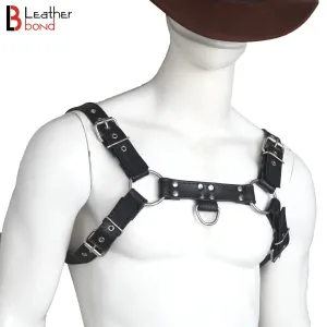 Double Folded Real Cowhide Leather Bulldog Harness Men Chest Harness Shoulder Harness Men Fetish Wear